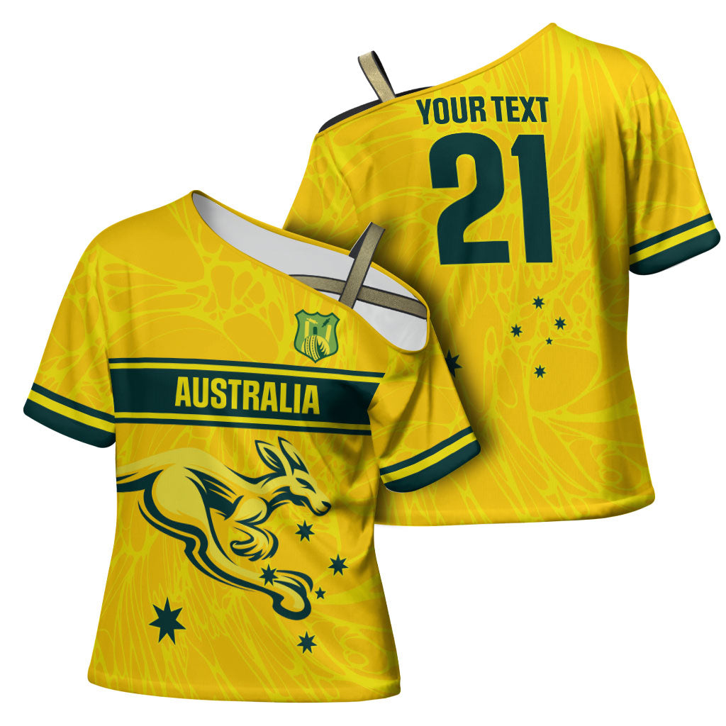 World Cricket Custom Australia Cross Shoulder Shirt Aussie! Aussie! Oi! Oi! Oi!
