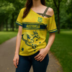 World Cricket Custom Australia Cross Shoulder Shirt Aussie! Aussie! Oi! Oi! Oi!