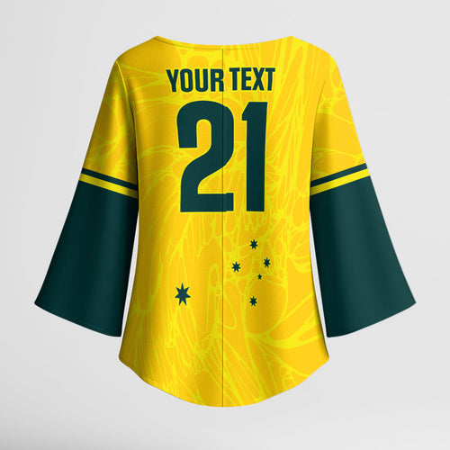 World Cricket Custom Australia Kimono Sleeve Blouse Aussie! Aussie! Oi! Oi! Oi!