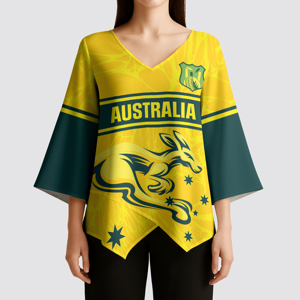 World Cricket Custom Australia Kimono Sleeve Blouse Aussie! Aussie! Oi! Oi! Oi!