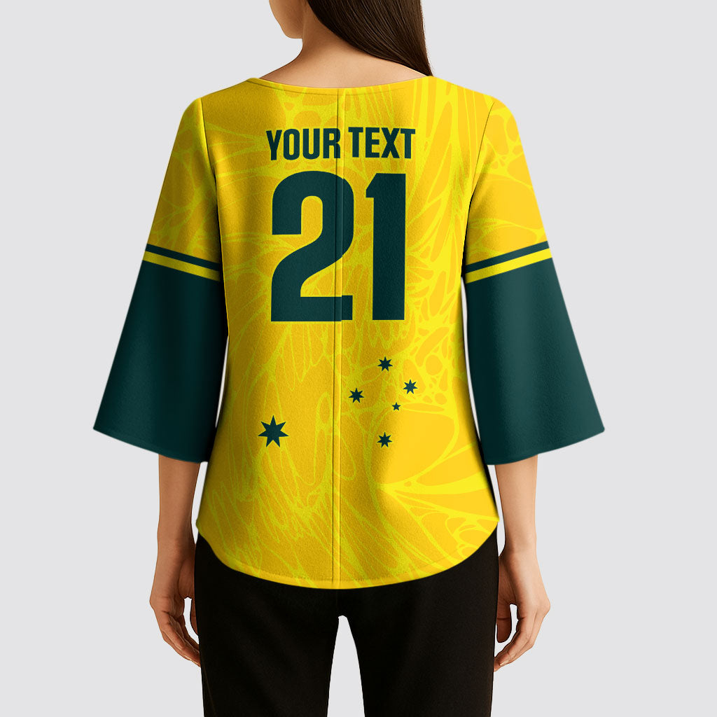 World Cricket Custom Australia Kimono Sleeve Blouse Aussie! Aussie! Oi! Oi! Oi!