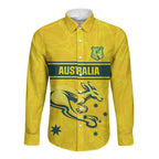 World Cricket Custom Australia Long Sleeve Button Shirt Aussie! Aussie! Oi! Oi! Oi!