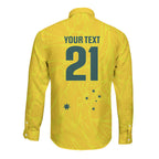 World Cricket Custom Australia Long Sleeve Button Shirt Aussie! Aussie! Oi! Oi! Oi!