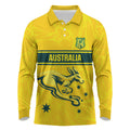 World Cricket Custom Australia Long Sleeve Polo Shirt Aussie! Aussie! Oi! Oi! Oi!