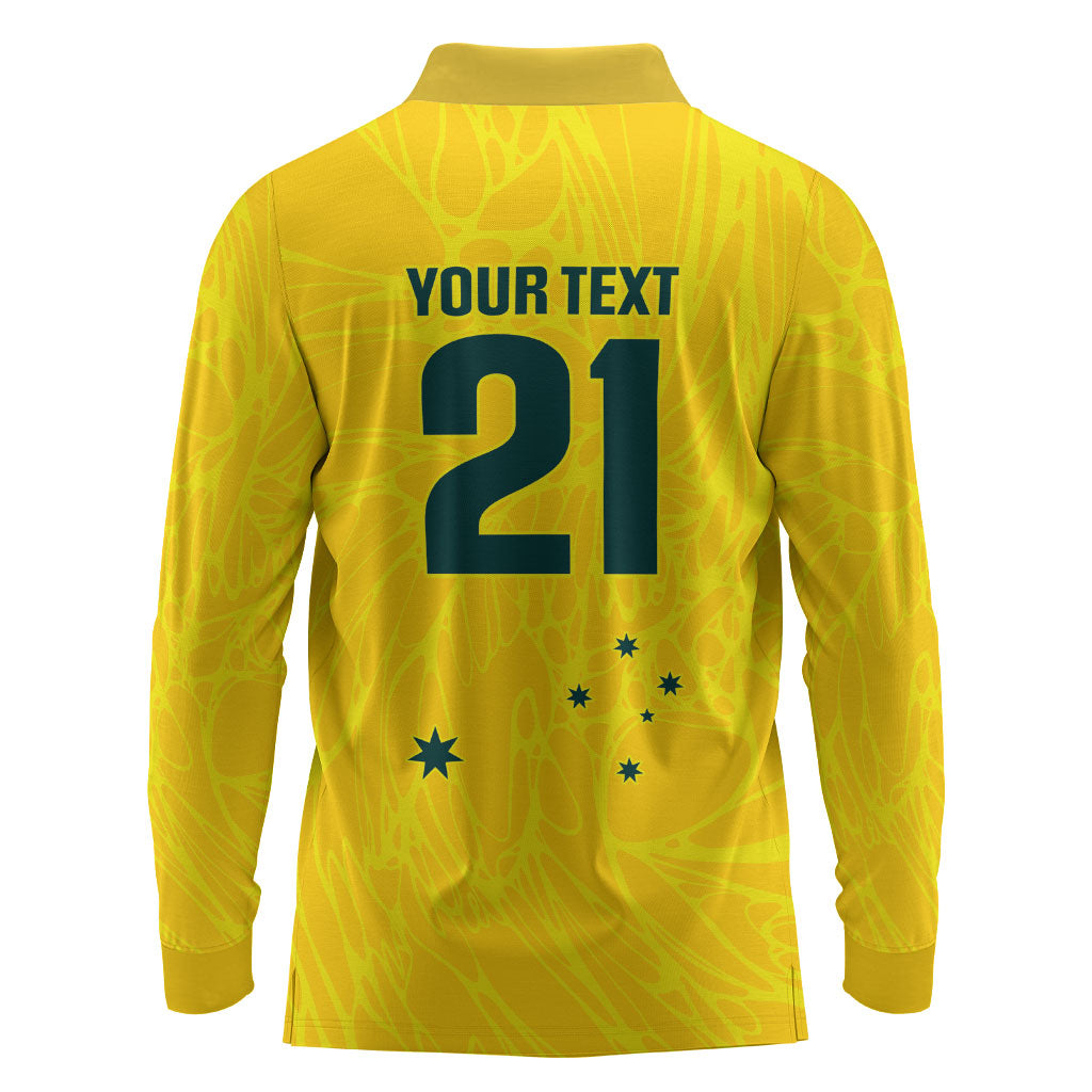World Cricket Custom Australia Long Sleeve Polo Shirt Aussie! Aussie! Oi! Oi! Oi!