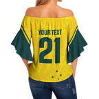 World Cricket Custom Australia Off Shoulder Wrap Waist Top Aussie! Aussie! Oi! Oi! Oi!