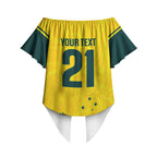 World Cricket Custom Australia Off Shoulder Wrap Waist Top Aussie! Aussie! Oi! Oi! Oi!