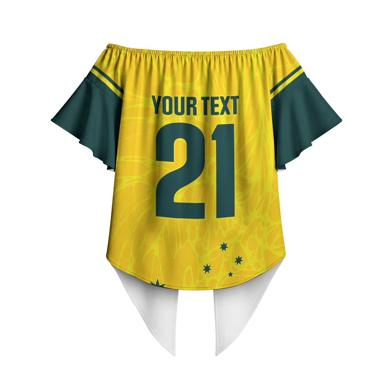 World Cricket Custom Australia Off Shoulder Wrap Waist Top Aussie! Aussie! Oi! Oi! Oi!