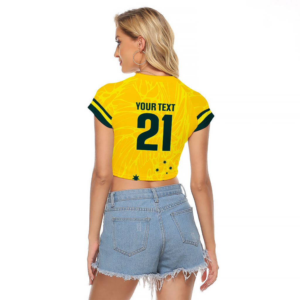 World Cricket Custom Australia Raglan Cropped T Shirt Aussie! Aussie! Oi! Oi! Oi!