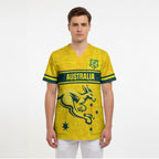 World Cricket Custom Australia Scrub Top Aussie! Aussie! Oi! Oi! Oi!