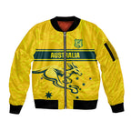 World Cricket Custom Australia Sleeve Zip Bomber Jacket Aussie! Aussie! Oi! Oi! Oi!