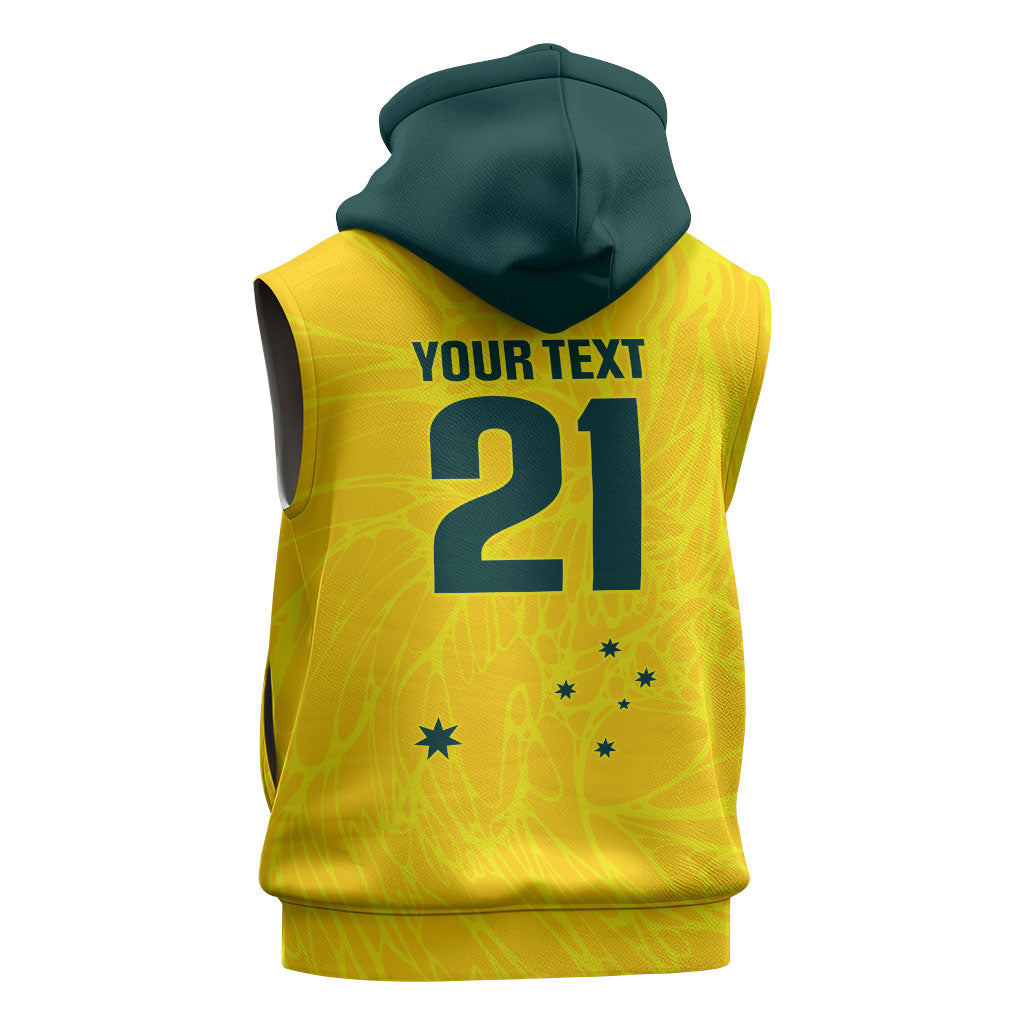 World Cricket Custom Australia Sleeveless Hoodie Aussie! Aussie! Oi! Oi! Oi!