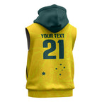World Cricket Custom Australia Sleeveless Hoodie Aussie! Aussie! Oi! Oi! Oi!