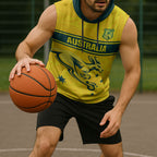 World Cricket Custom Australia Sleeveless Hoodie Aussie! Aussie! Oi! Oi! Oi!