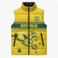 World Cricket Custom Australia Sleeveless Puffer Jacket Aussie! Aussie! Oi! Oi! Oi!