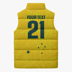 World Cricket Custom Australia Sleeveless Puffer Jacket Aussie! Aussie! Oi! Oi! Oi!