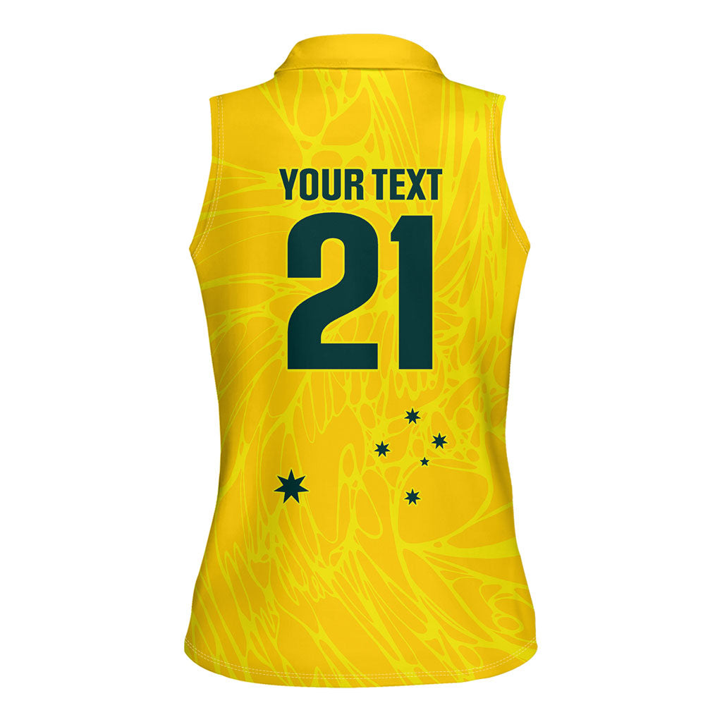 World Cricket Custom Australia Women Sleeveless Polo Shirt Aussie! Aussie! Oi! Oi! Oi!