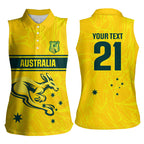 World Cricket Custom Australia Women Sleeveless Polo Shirt Aussie! Aussie! Oi! Oi! Oi!