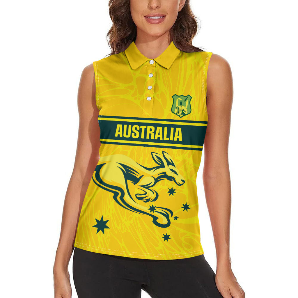 World Cricket Custom Australia Women Sleeveless Polo Shirt Aussie! Aussie! Oi! Oi! Oi!