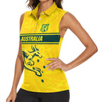 World Cricket Custom Australia Women Sleeveless Polo Shirt Aussie! Aussie! Oi! Oi! Oi!