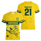World Cricket Custom Australia Women V-Neck T-Shirt Aussie! Aussie! Oi! Oi! Oi!