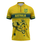World Cricket Custom Australia Zipper Polo Shirt Aussie! Aussie! Oi! Oi! Oi!