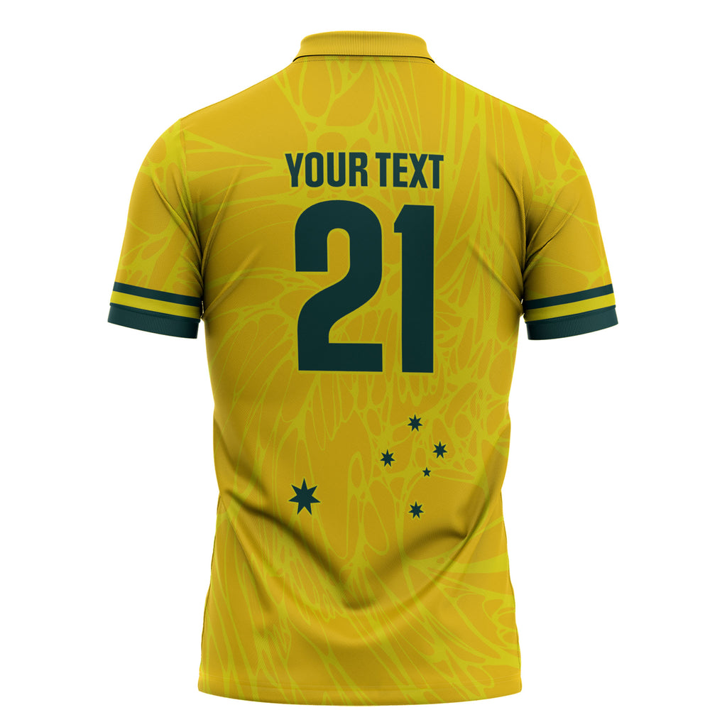 World Cricket Custom Australia Zipper Polo Shirt Aussie! Aussie! Oi! Oi! Oi!