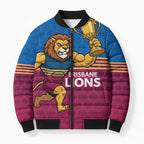 Custom Pride of Brisbane Champion Roar Bomber Puffer Jacket - Aussie Hoodie