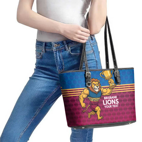 Custom Pride of Brisbane Champion Roar Leather Tote Bag - Aussie Hoodie