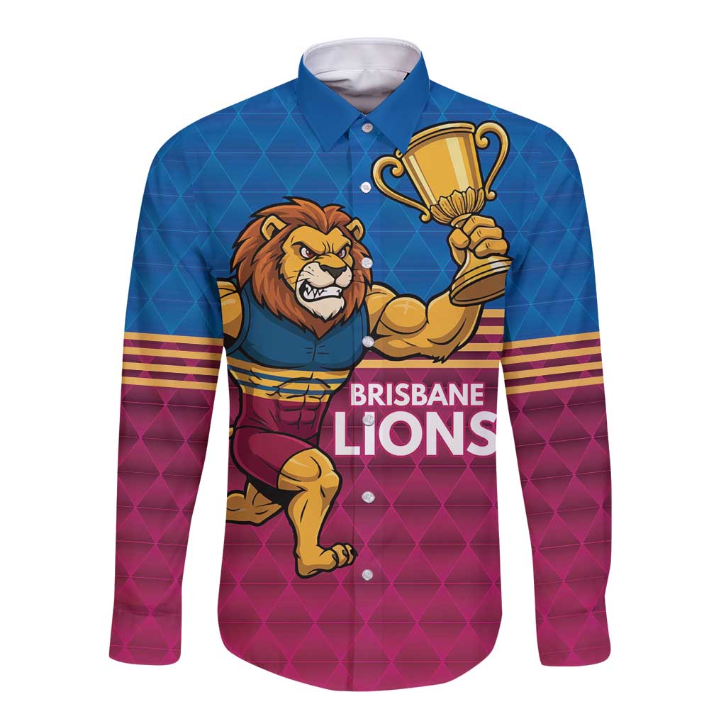 Custom Pride of Brisbane Champion Roar Long Sleeve Button Shirt - Aussie Hoodie