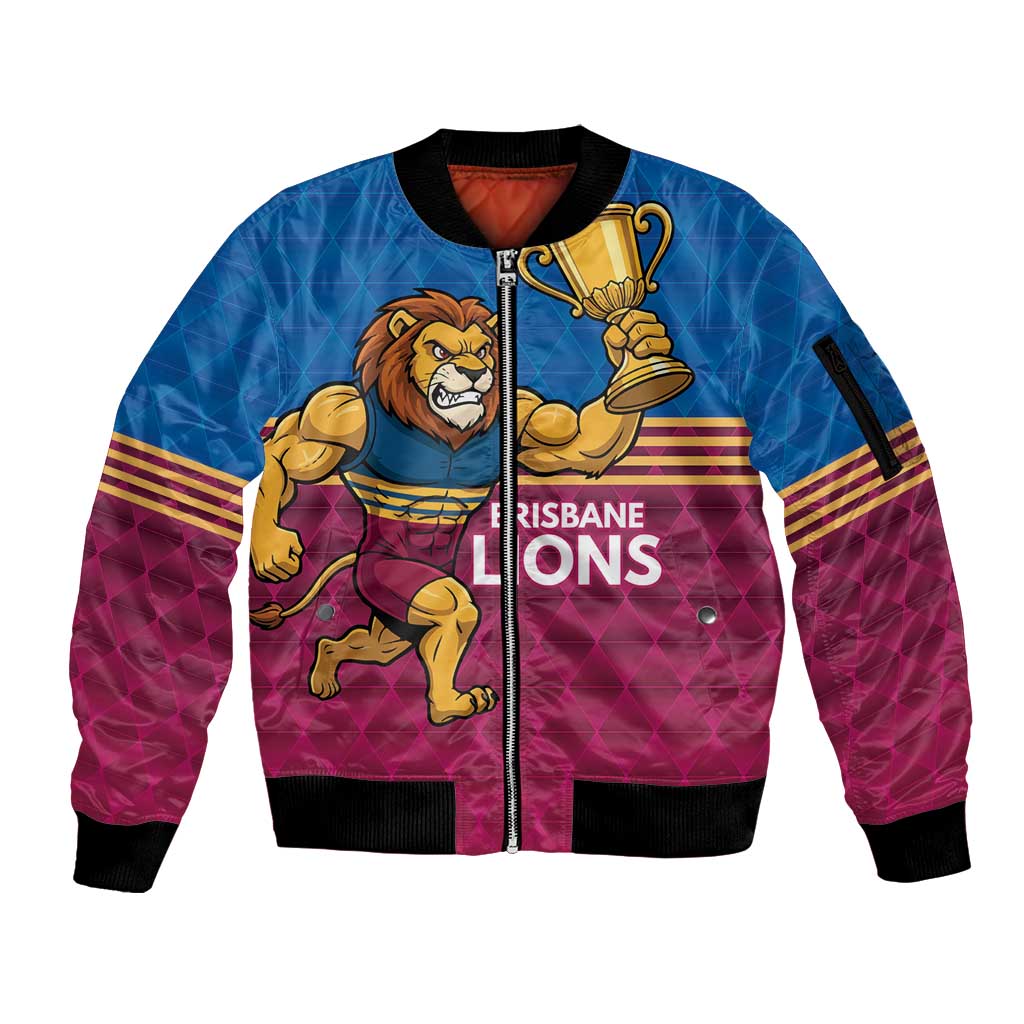 Custom Pride of Brisbane Champion Roar Sleeve Zip Bomber Jacket - Aussie Hoodie