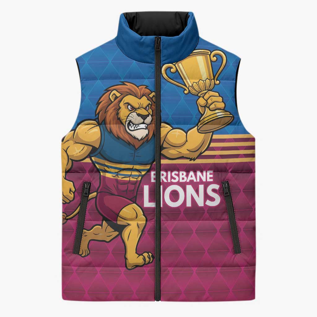 Custom Pride of Brisbane Champion Roar Sleeveless Puffer Jacket - Aussie Hoodie