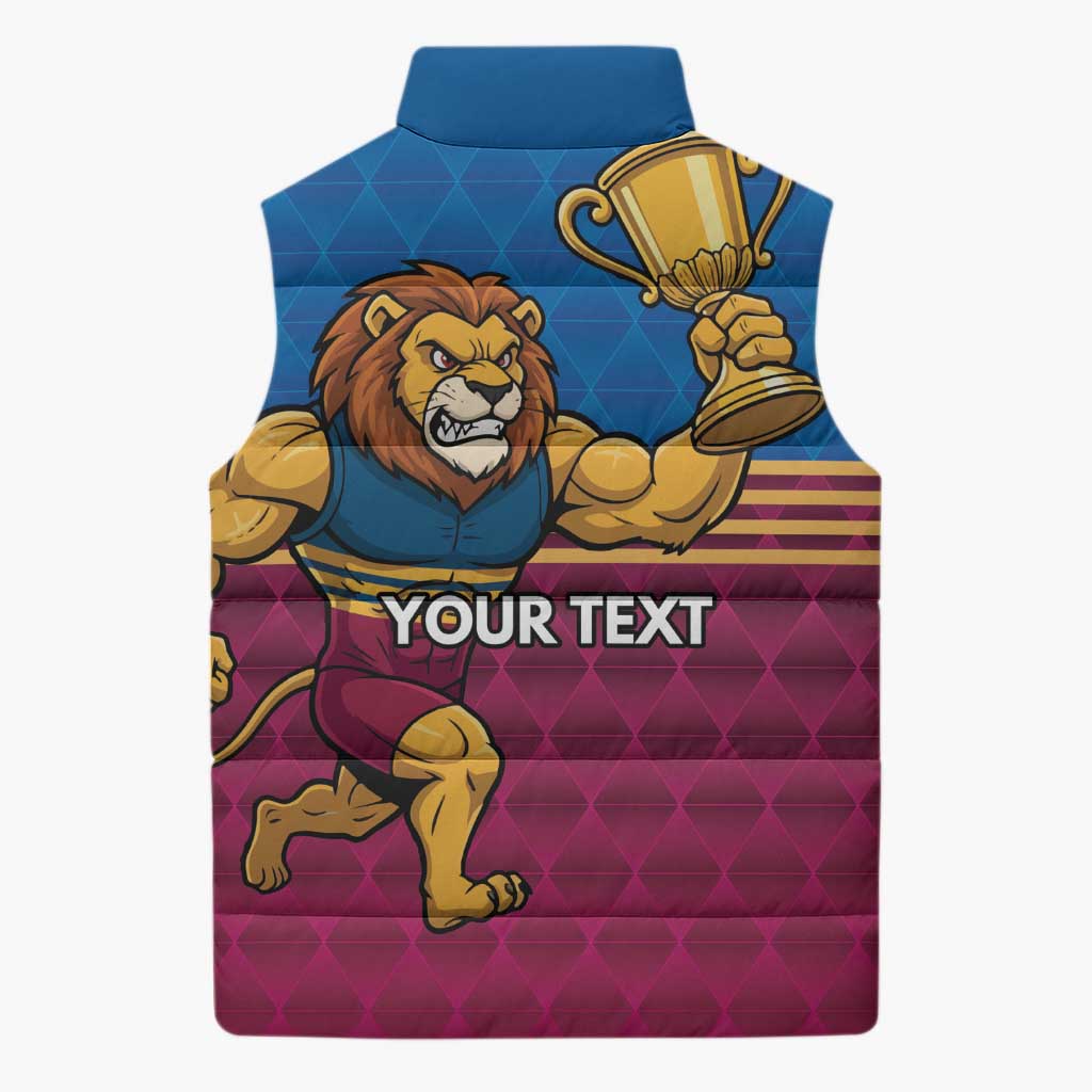 Custom Pride of Brisbane Champion Roar Sleeveless Puffer Jacket - Aussie Hoodie