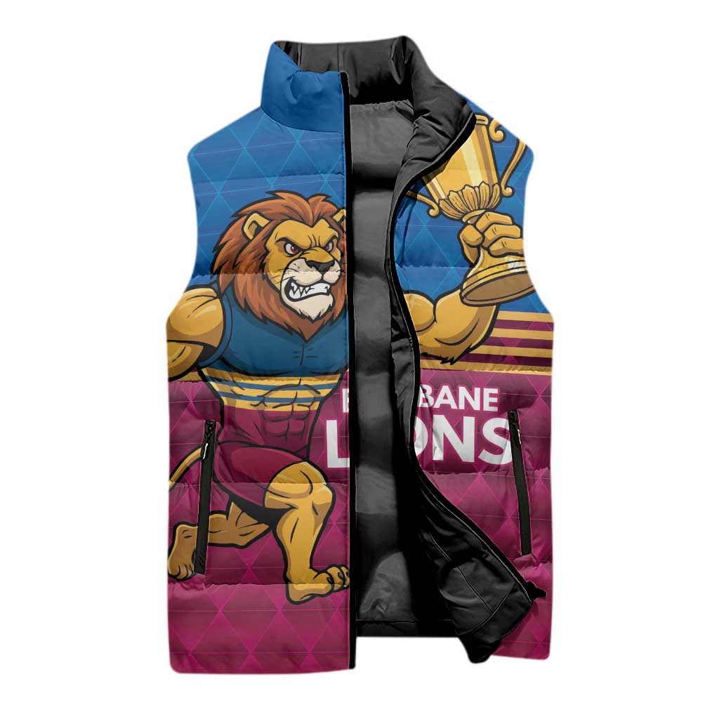 Custom Pride of Brisbane Champion Roar Sleeveless Puffer Jacket - Aussie Hoodie