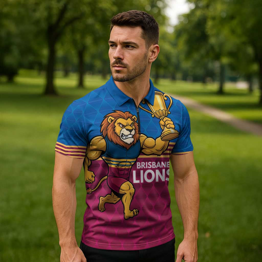 Custom Pride of Brisbane Champion Roar Zipper Polo Shirt - Aussie Hoodie