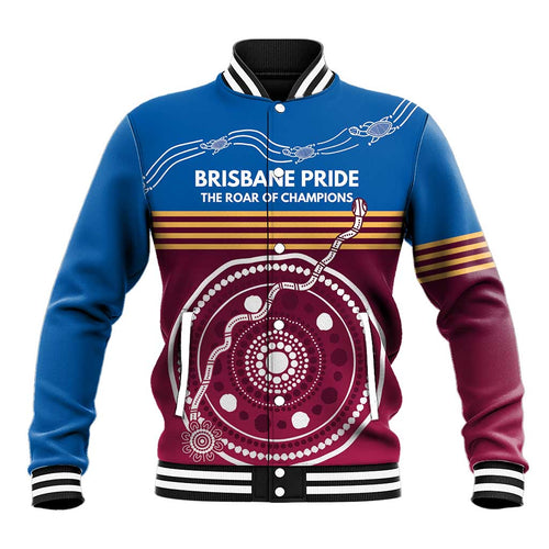Personalised Brisbane Pride Baseball Jacket The Roar of Champions - Aussie Hoodie