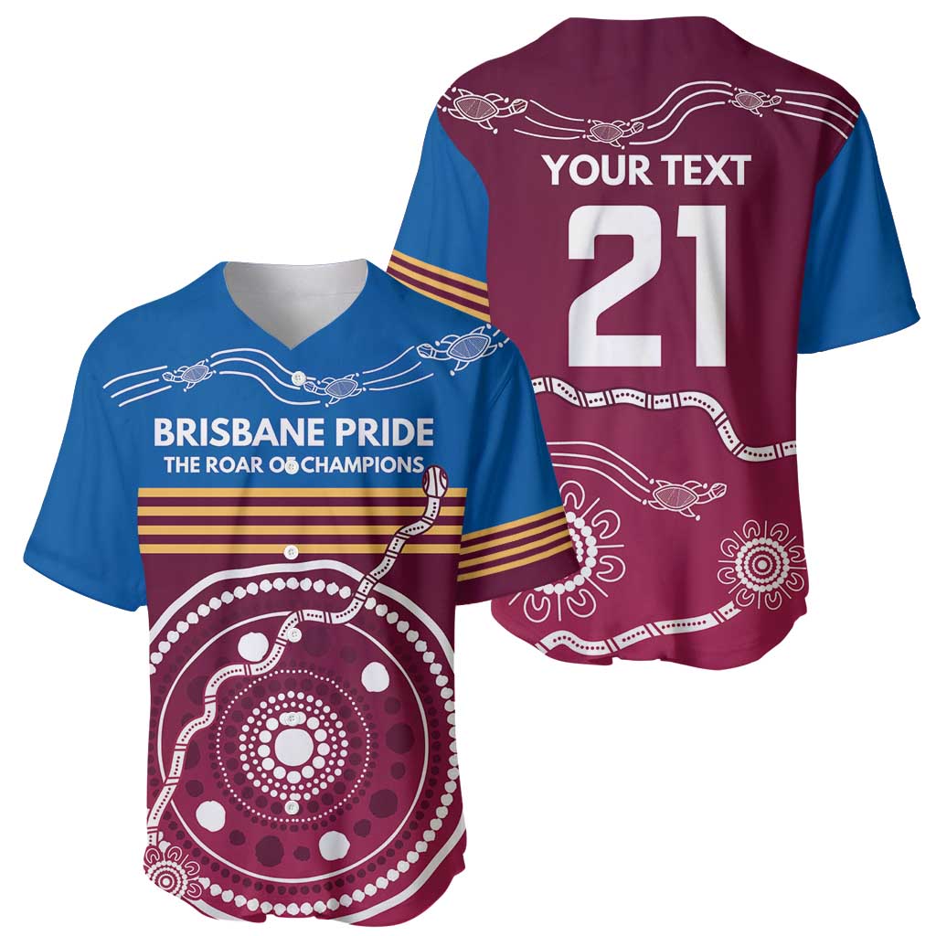 Personalised Brisbane Pride Baseball Jersey The Roar of Champions - Aussie Hoodie