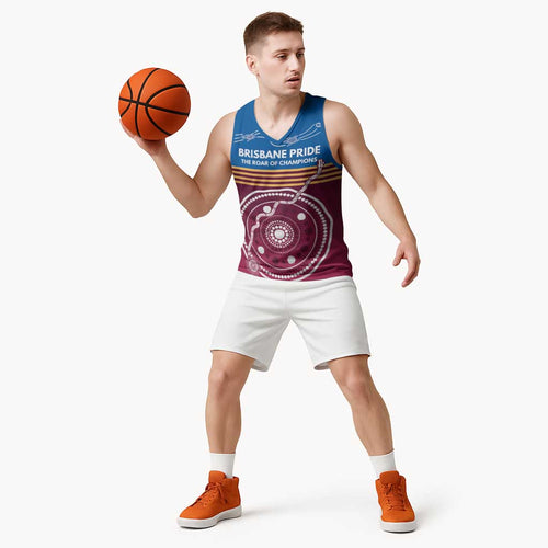 Personalised Brisbane Pride Basketball Jersey The Roar of Champions - Aussie Hoodie