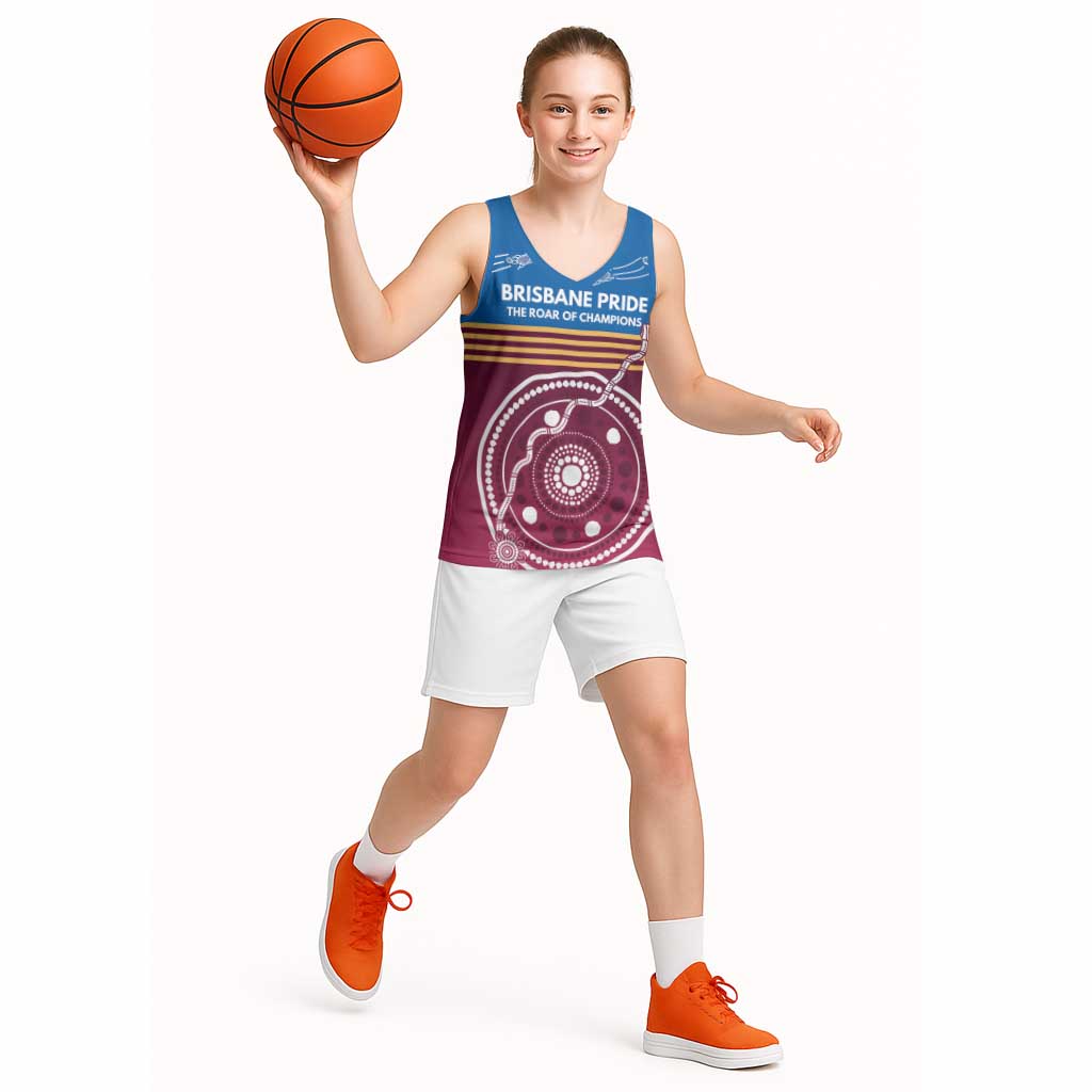 Personalised Brisbane Pride Basketball Jersey The Roar of Champions - Aussie Hoodie