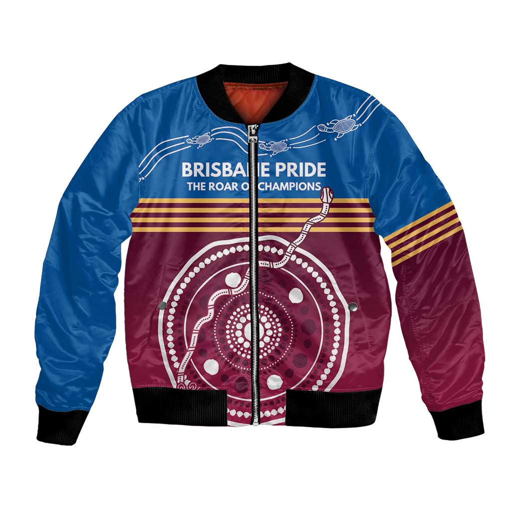 Personalised Brisbane Pride Bomber Jacket The Roar of Champions - Aussie Hoodie