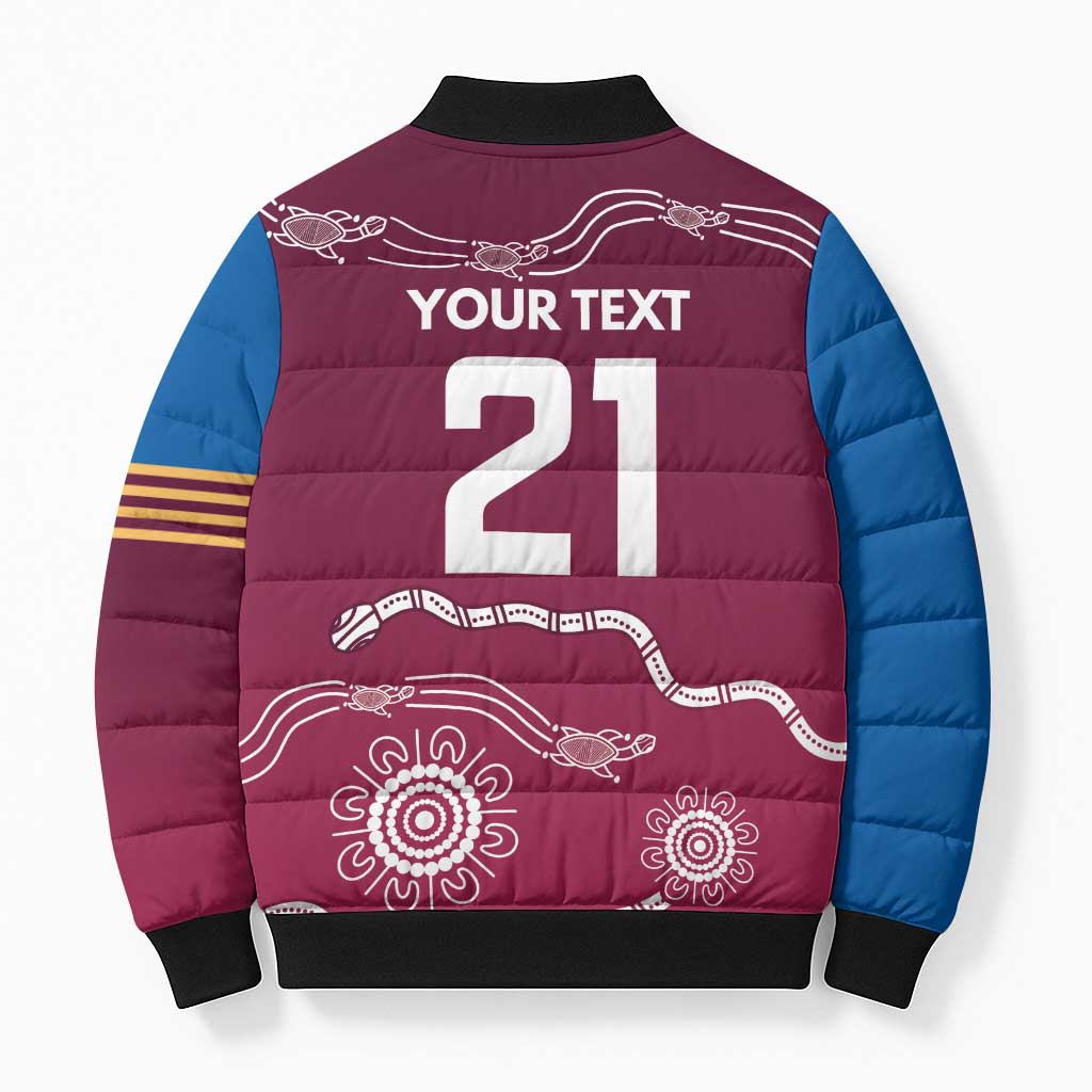 Personalised Brisbane Pride Bomber Puffer Jacket The Roar of Champions - Aussie Hoodie