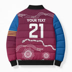 Personalised Brisbane Pride Bomber Puffer Jacket The Roar of Champions - Aussie Hoodie