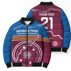 Personalised Brisbane Pride Bomber Puffer Jacket The Roar of Champions - Aussie Hoodie
