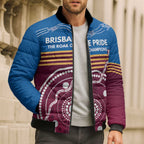 Personalised Brisbane Pride Bomber Puffer Jacket The Roar of Champions - Aussie Hoodie