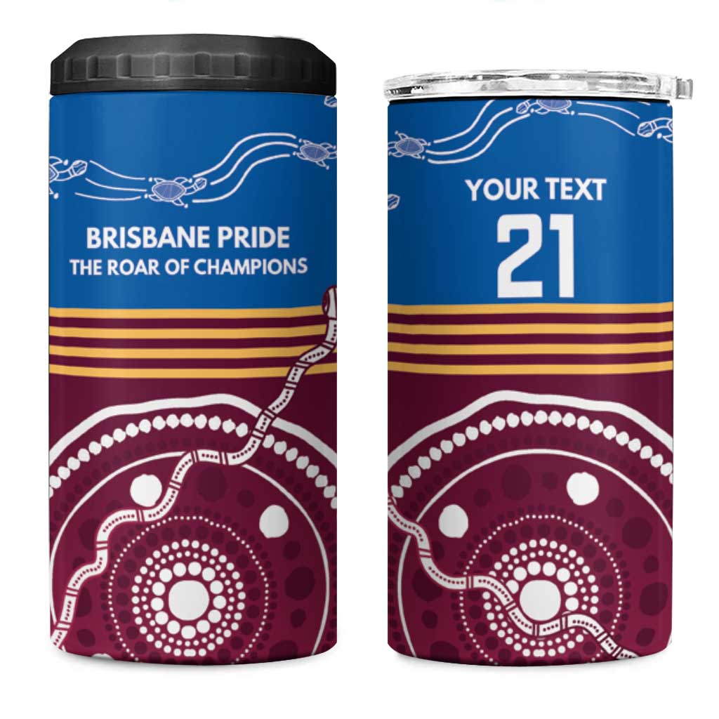 Personalised Brisbane Pride 4 in 1 Can Cooler Tumbler The Roar of Champions - Aussie Hoodie