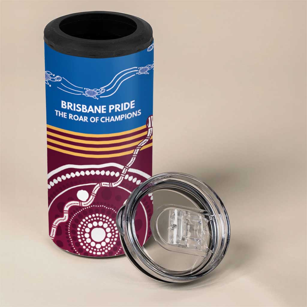 Personalised Brisbane Pride 4 in 1 Can Cooler Tumbler The Roar of Champions - Aussie Hoodie