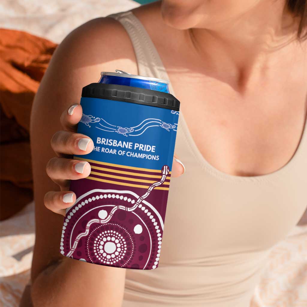 Personalised Brisbane Pride 4 in 1 Can Cooler Tumbler The Roar of Champions - Aussie Hoodie
