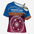Personalised Brisbane Pride Cross Shoulder Shirt The Roar of Champions - Aussie Hoodie
