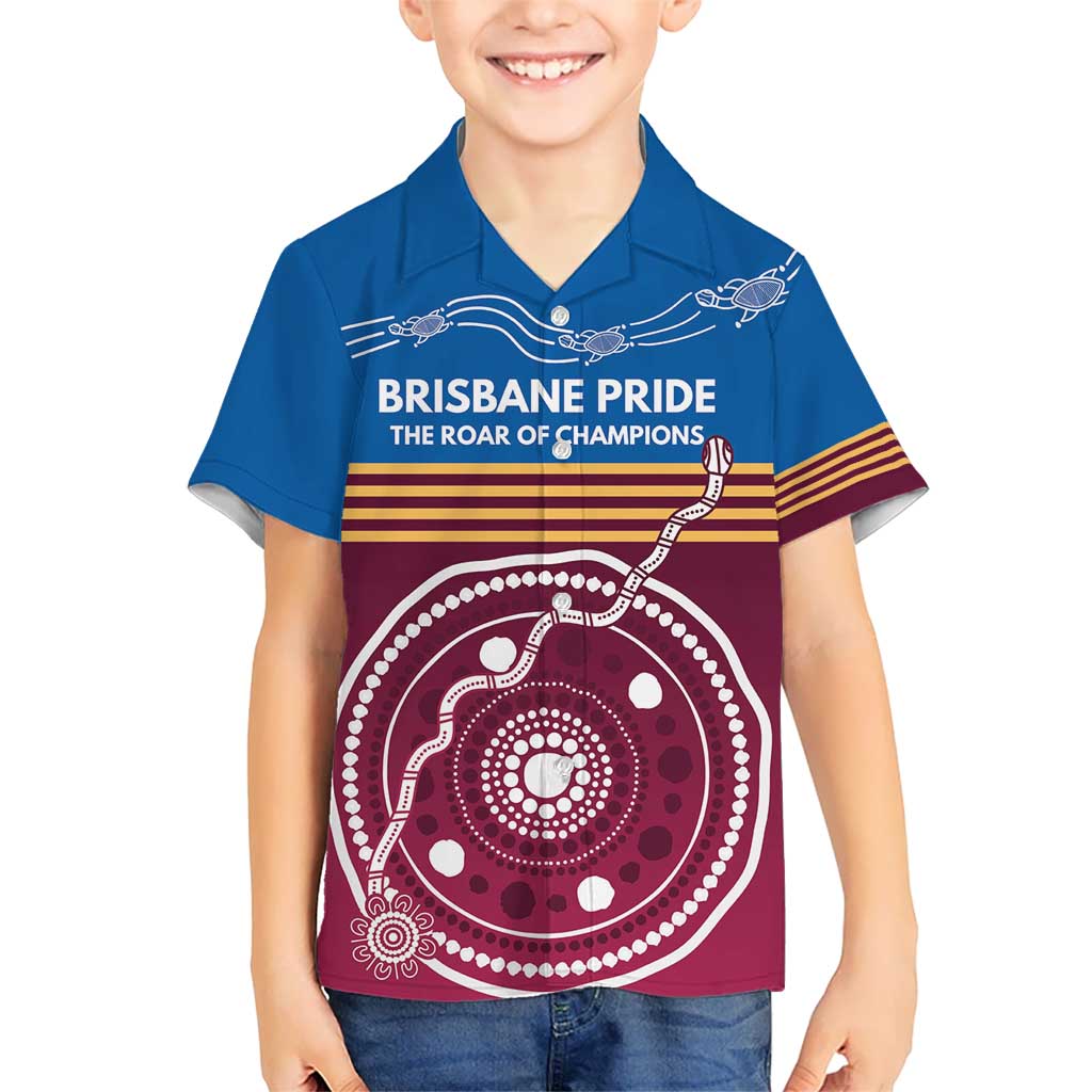 Personalised Brisbane Pride Kid Hawaiian Shirt The Roar of Champions - Aussie Hoodie