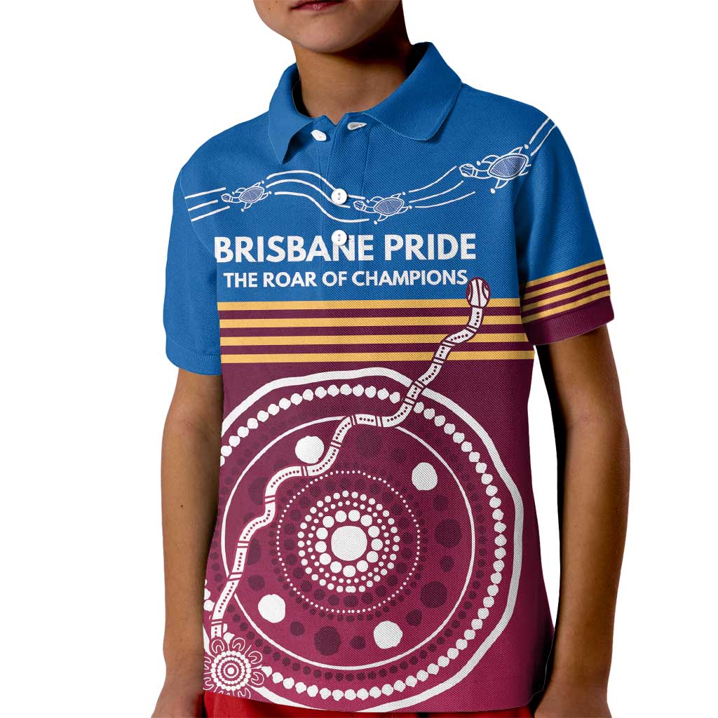 Personalised Brisbane Pride Kid Polo Shirt The Roar of Champions - Aussie Hoodie
